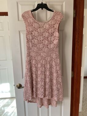 connected apparel Blush Pink Lace High-Low Dress